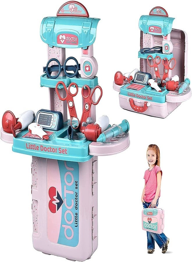 BLUEBELL 3 in 1 Doctor Doctor Set for Kids 3 in 1 Multi Function Pretend Mobile Doctor Medical Play Set with Portable Suitcase Design for Girls and Boys (Pink Doctor Set) - Image 1